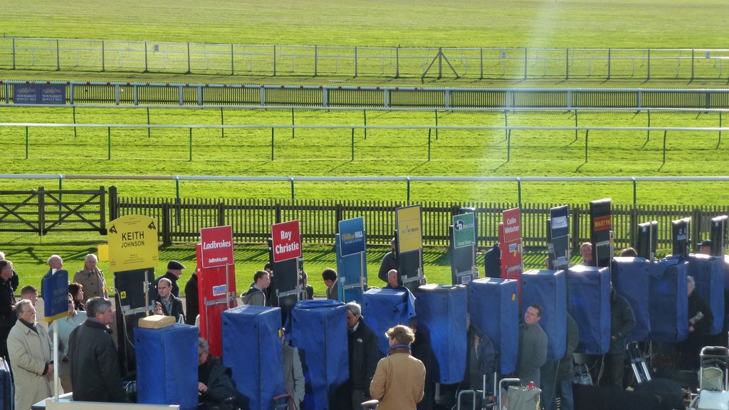 Archive view behind the on-course bookmakers' boards at Newmarket in November 2012